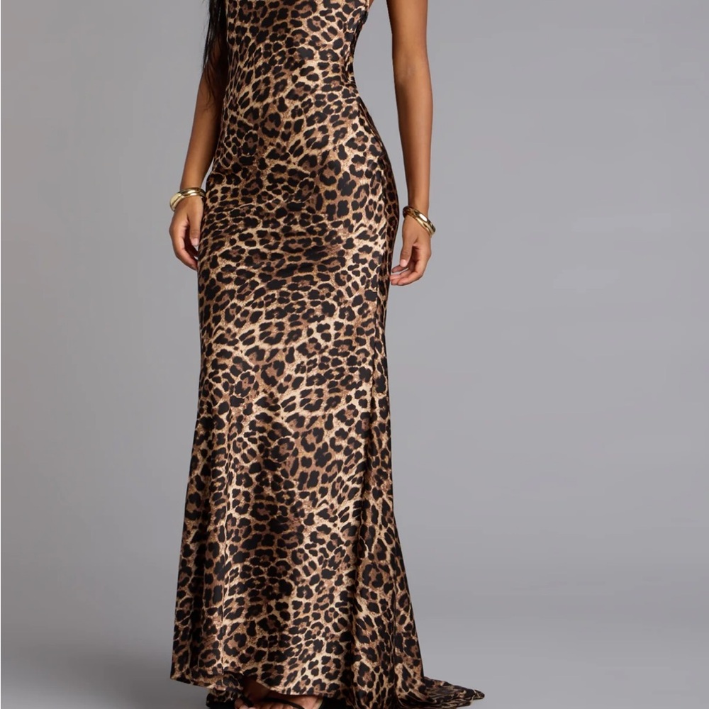 Windsor Leopard Print Maxi Dress in Brown and Black